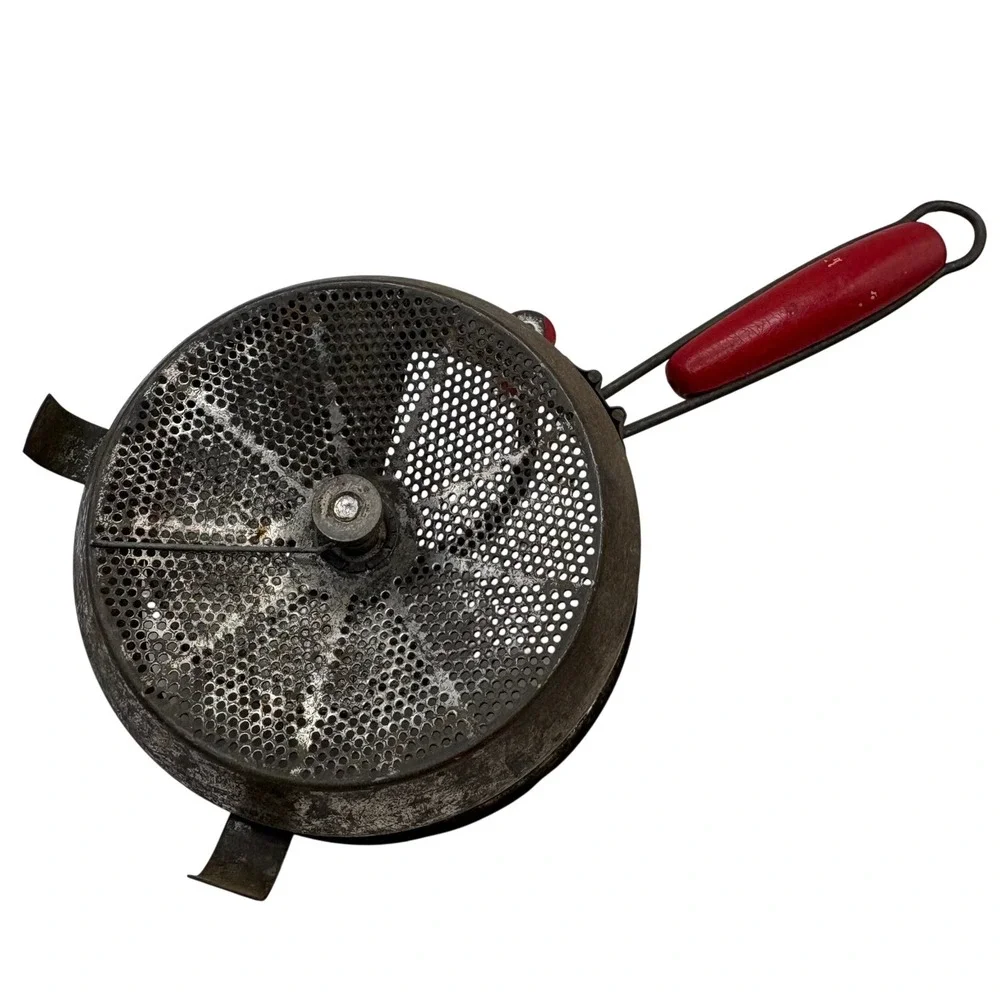 Vtg Foley Food Mill‎ Red Wood Handle Hand Crank Rustic Kitchen Decor Primitive